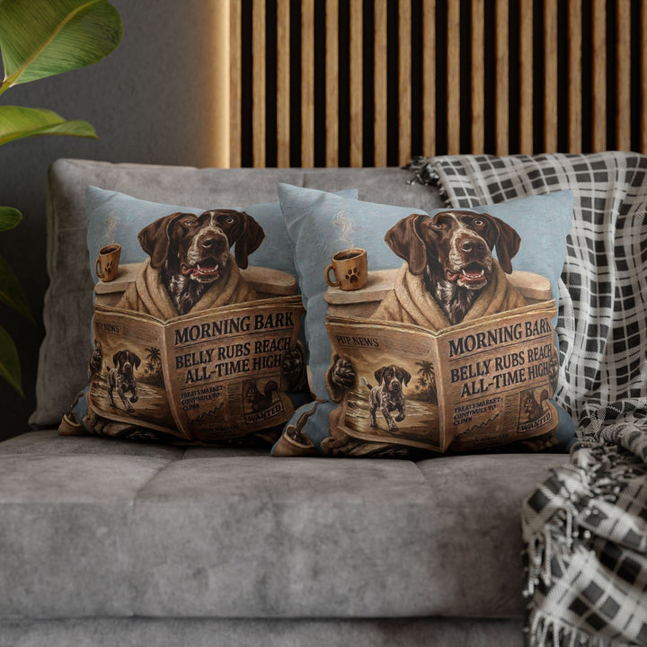 "Morning Business" - German Shorthaired Pointer Throw Pillow - Dog Lover Home Decor