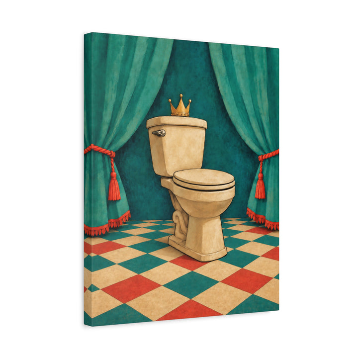 Royal Flush – Funny Toilet Art with a Crowned Porcelain Throne – Canvas / Framed Canvas