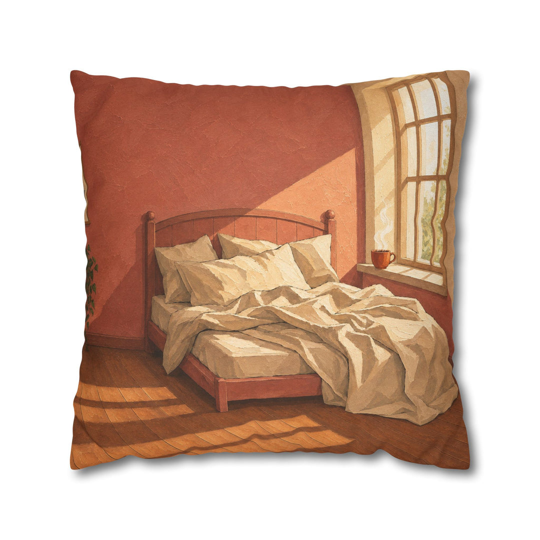 Slow Morning Light – Bedroom Wall Art with Rumpled Linen and Steam – Pillow / Cover