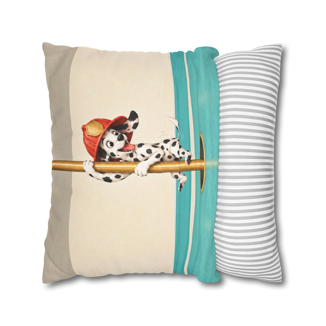 Station Dog – Firefighter Wall Art with a Dalmatian on the Pole – Pillow / Cover