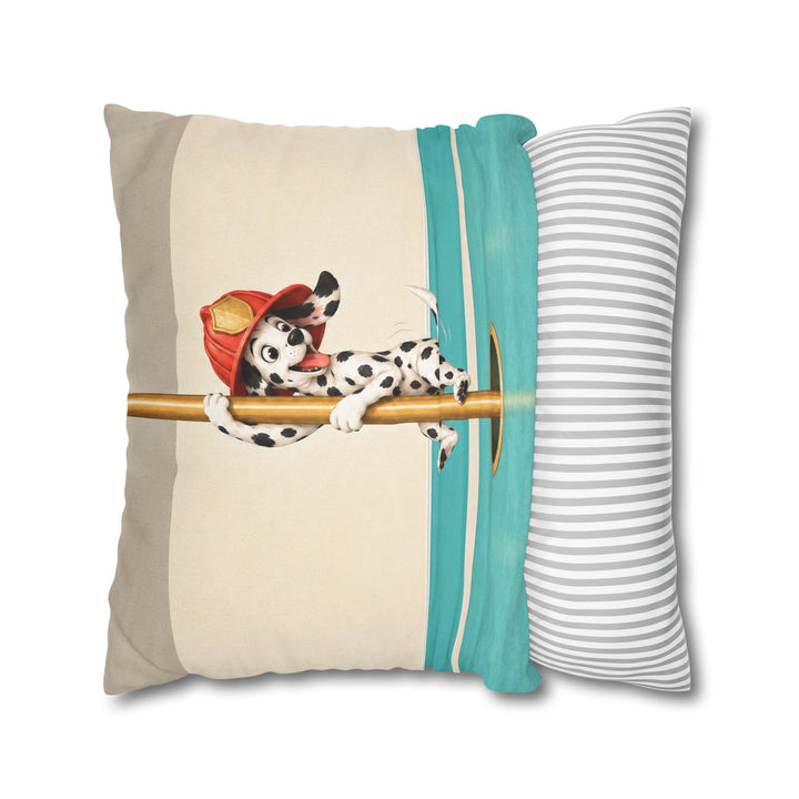 Station Dog – Firefighter Wall Art with a Dalmatian on the Pole – Pillow / Cover