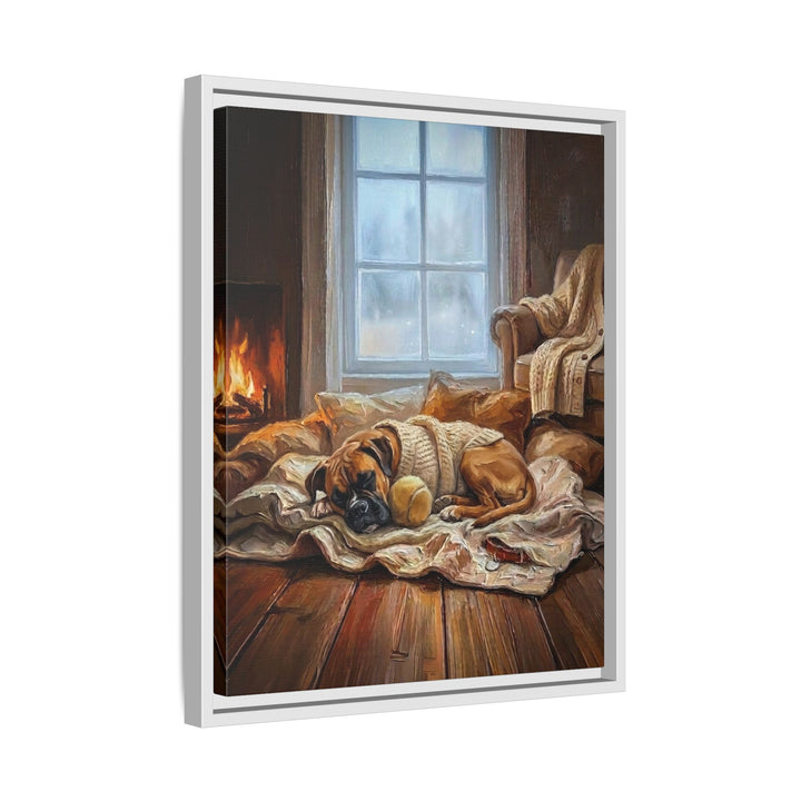 "Calm Memories" - Boxer Vertical Framed Canvas - Dog Lover Wall Art