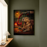 "Wine & Spirit" - Capybara Vertical Canvas - Spirit Animal Wall Art