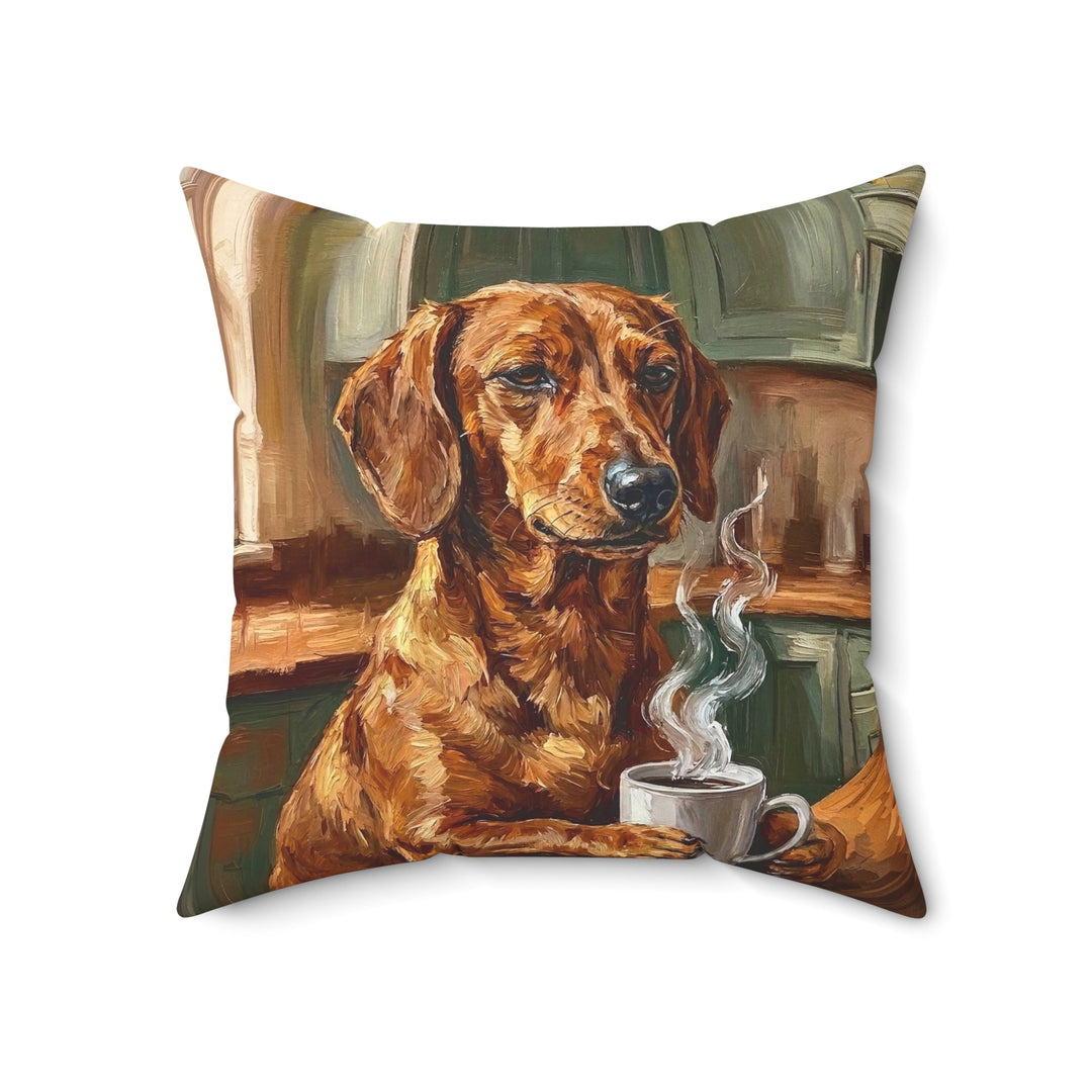 "Before Coffee" - Dachshund Throw Pillow - Dog Lover Home Decor