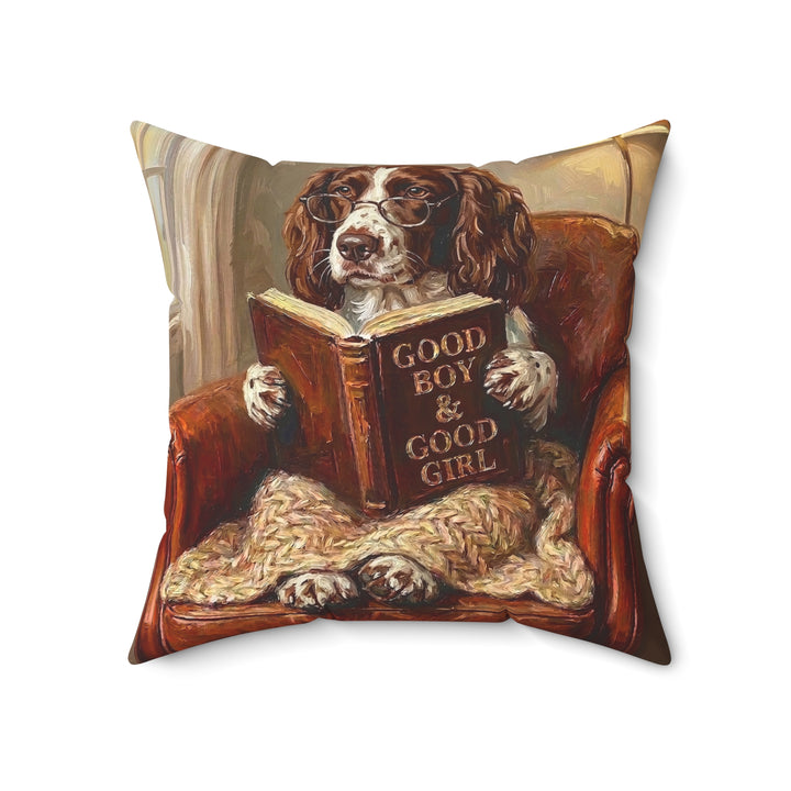 "Evening Read" - English Springer Throw Pillow - Dog Lover Home Decor