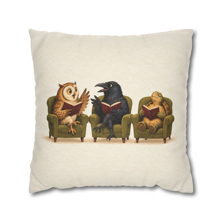 Book Club – Bookish Wall Art with an Owl and Raven Discussion – Pillow / Cover