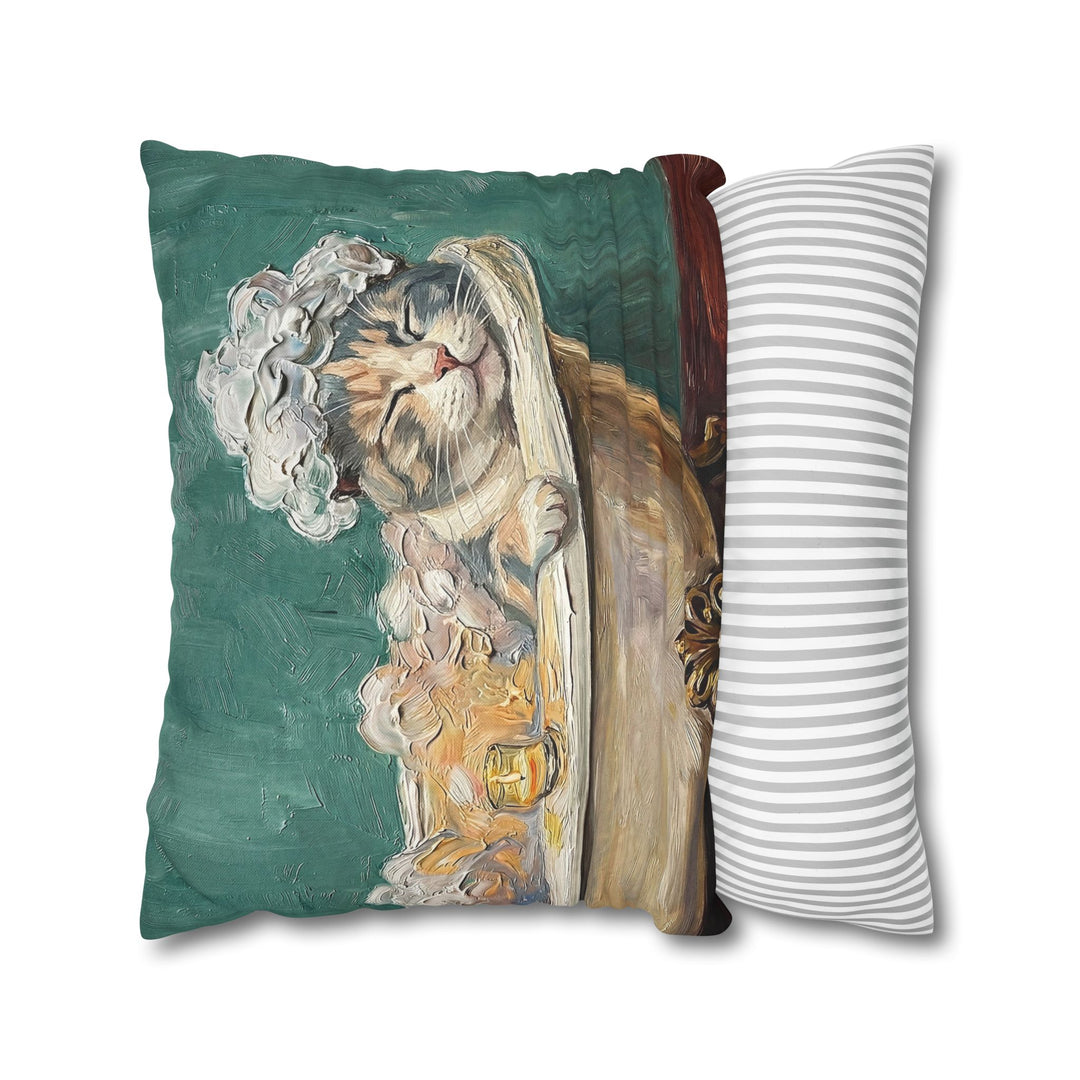 "Spa Day" - Dilute Calico Pillow Cover - Cat Lover Home Decor
