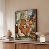 "I'm Fine Thanks" - Capybara Vertical Framed Canvas - Dark Burnout Humor Wall Art