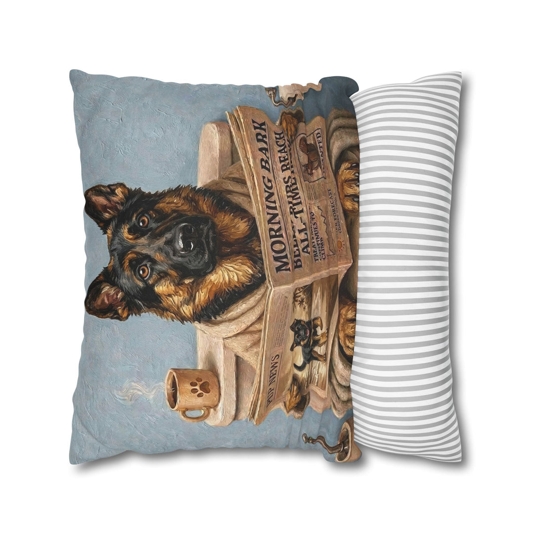"Morning Business" - German Shepherd Pillow Cover - Dog Lover Home Decor