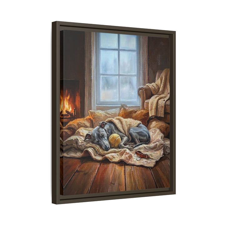 "Calm Memories" - Italian Greyhound Vertical Framed Canvas - Dog Lover Wall Art