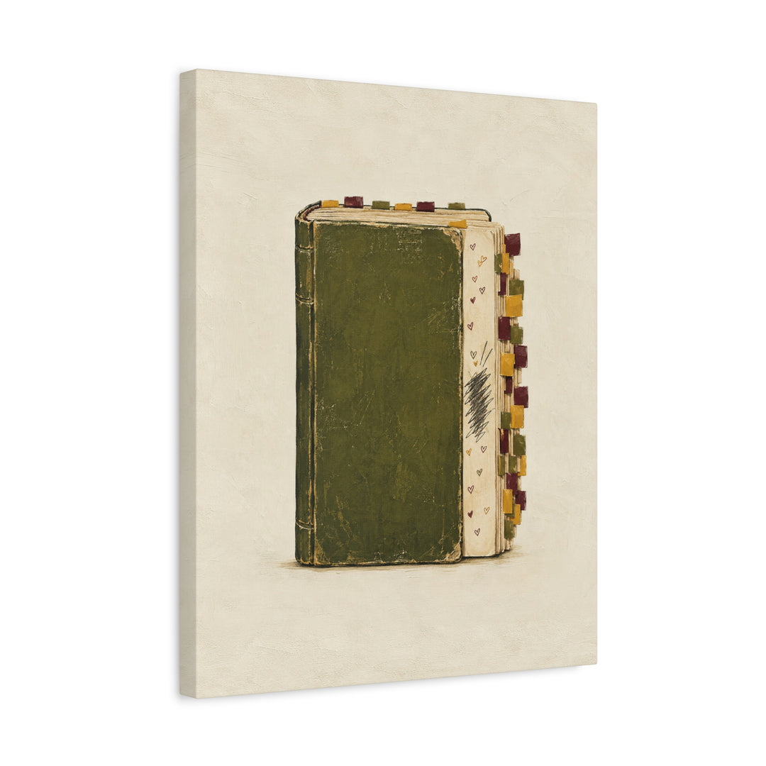 Annotated – Bookish Wall Art with Margins Full of Tiny Hearts – Canvas / Framed Canvas