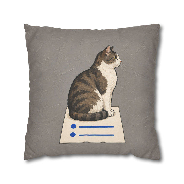 The Standup – Funny Office Decor with a Cat on the Meeting Agenda – Pillow / Cover