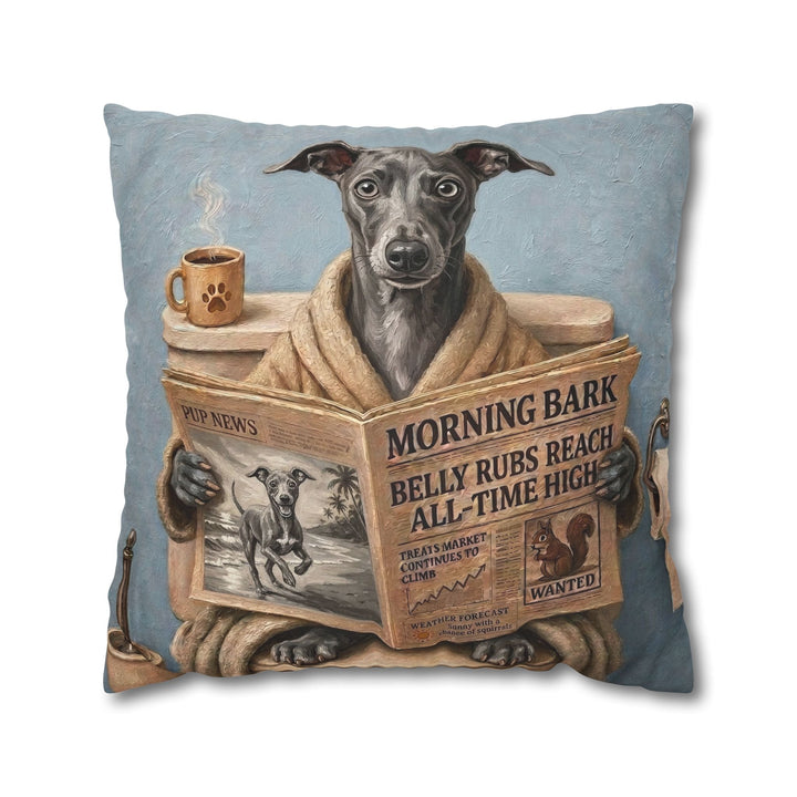 "Morning Business" - Italian Greyhound Throw Pillow - Dog Lover Home Decor