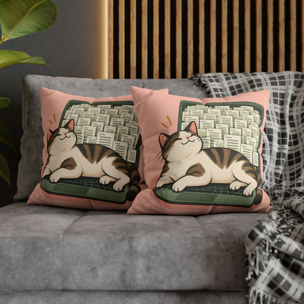 Keyboard Supervisor – Funny Cat Art with a Laptop Takeover at Work – Pillow / Cover