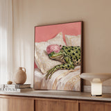 "Beauty Sleep" - Frog Vertical Framed Canvas - Spirit Animal Wall Art