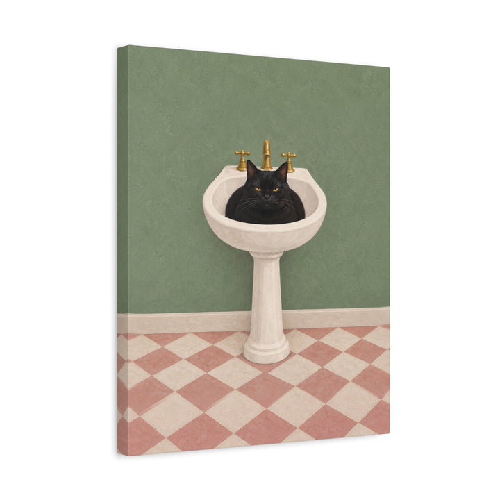 Sink Loaf – Funny Cat Art with a Porcelain Basin Nap – Canvas / Framed Canvas