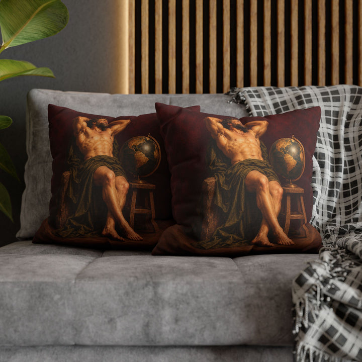 Atlas, On Break – Greek Mythology Wall Art with a Globe Set Down – Pillow / Cover
