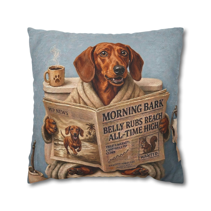 "Morning Business" - Dachshund Throw Pillow - Dog Lover Home Decor