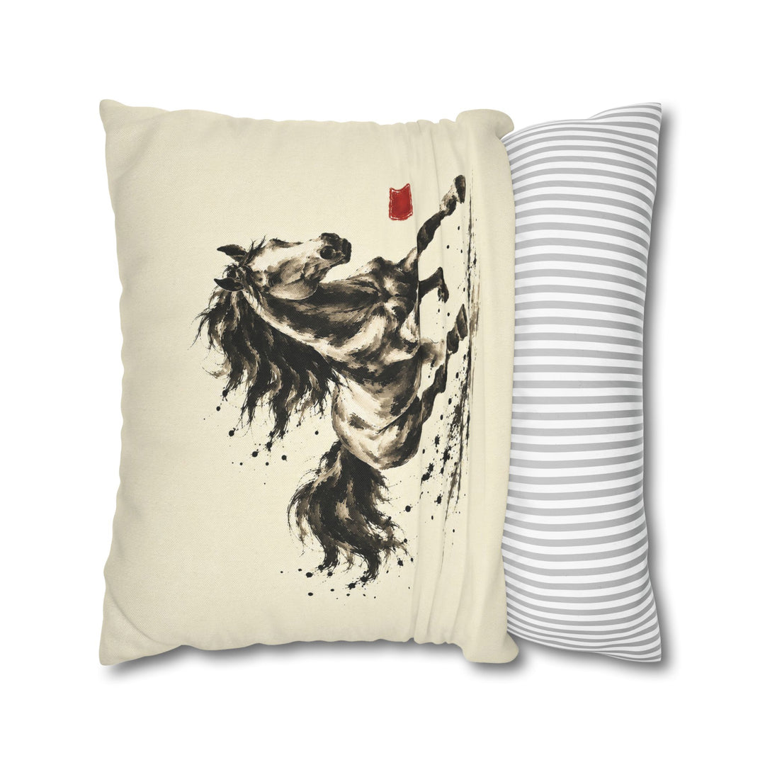 Year of the Horse Gallop – Horse Art with Ink Brush Energy in Full Stride – Pillow / Cover