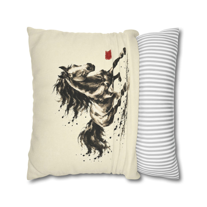 Year of the Horse Gallop – Horse Art with Ink Brush Energy in Full Stride – Pillow / Cover