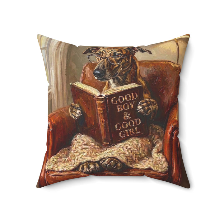 "Evening Read" - Greyhound Throw Pillow - Dog Lover Home Decor