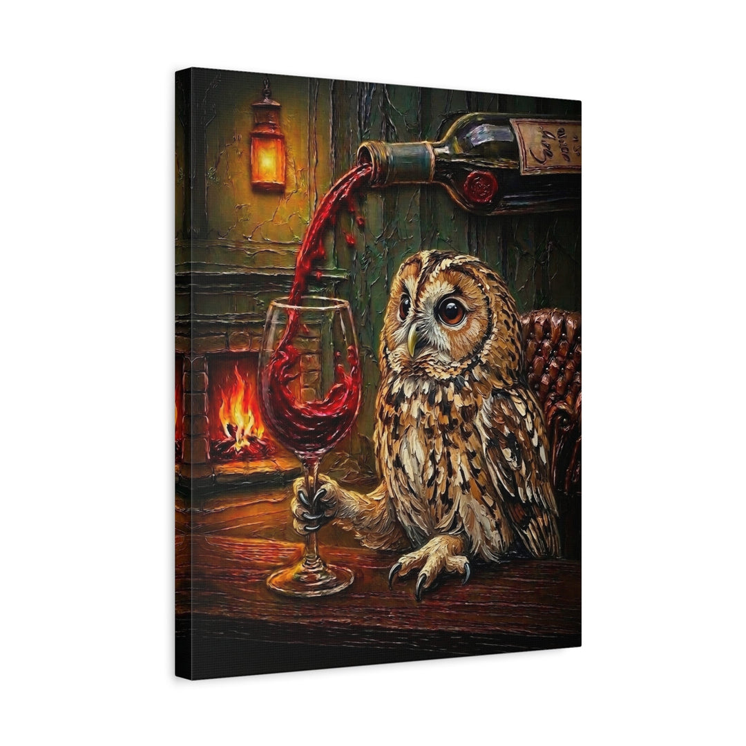 "Wine & Spirit" - Owl Vertical Canvas - Spirit Animal Wall Art