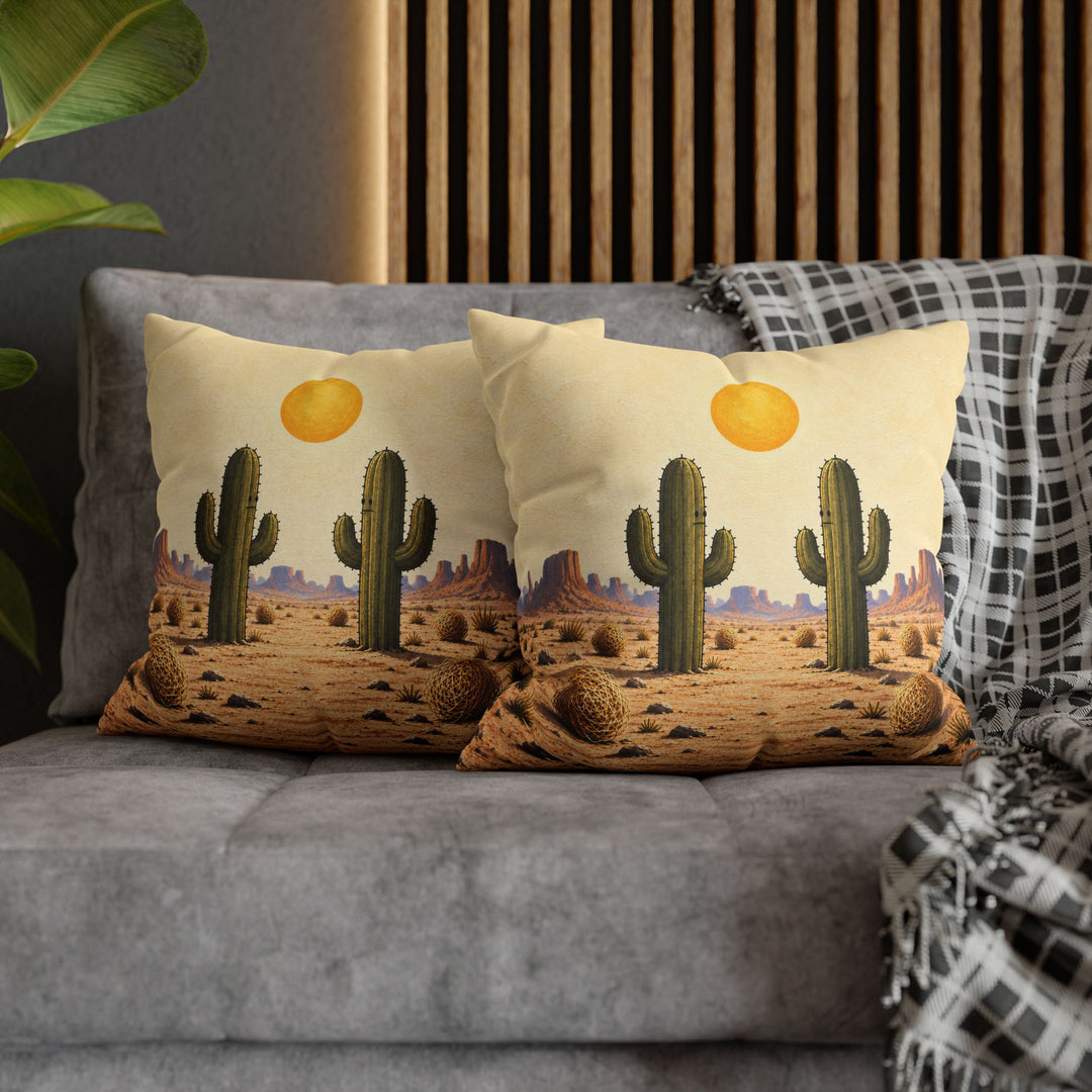 High Noon – Western Decor with Two Cacti and a Tumbleweed – Pillow / Cover