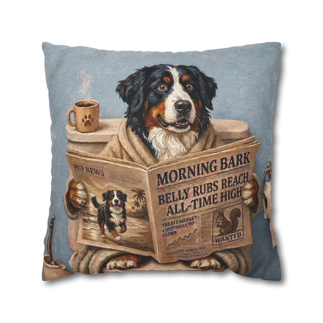 "Morning Business" - Bernese Mountain Dog Pillow Cover - Dog Lover Home Decor