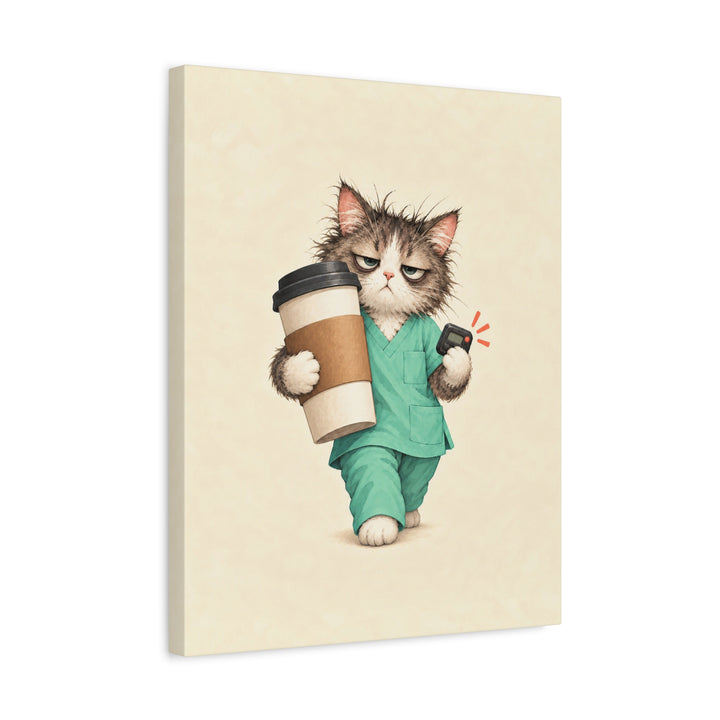 Night Shift Fuel – Nurse Wall Art with Scrubs and a 3 AM Pager – Canvas / Framed Canvas
