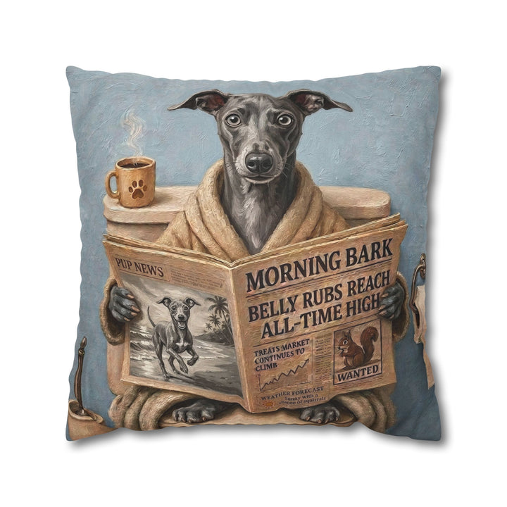 "Morning Business" - Italian Greyhound Pillow Cover - Dog Lover Home Decor