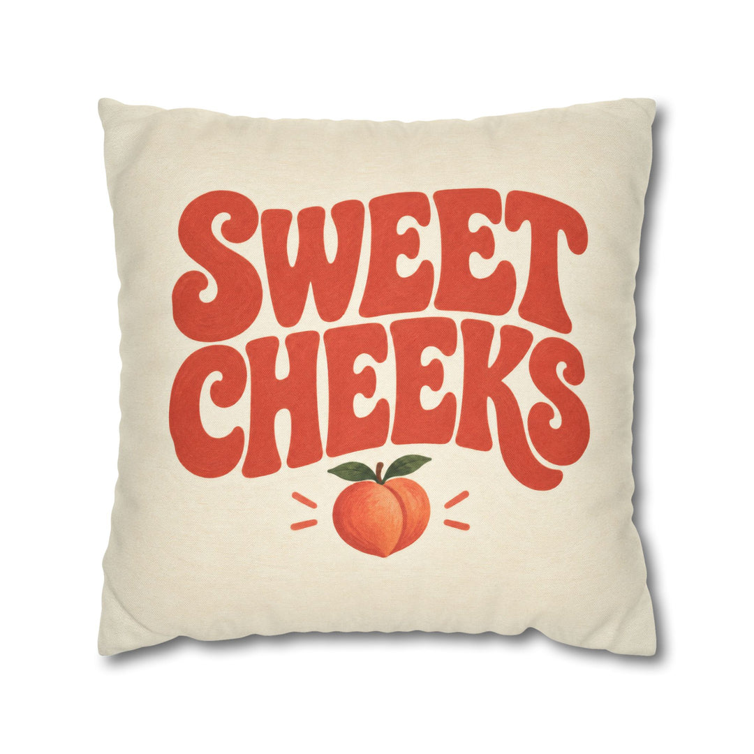 Sweet Cheeks – Funny Bathroom Wall Art with a Subtle Peach Below – Pillow / Cover