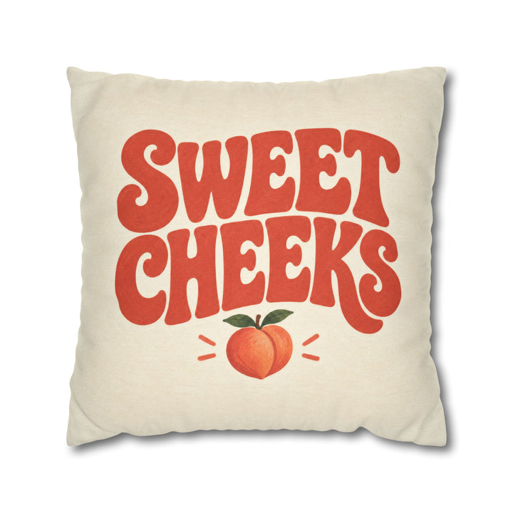 Sweet Cheeks – Funny Bathroom Wall Art with a Subtle Peach Below – Pillow / Cover