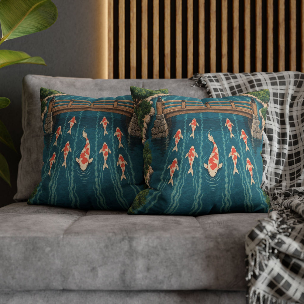Koi Commute – Japanese Wall Art with Fish in Rush Hour Lanes – Pillow / Cover
