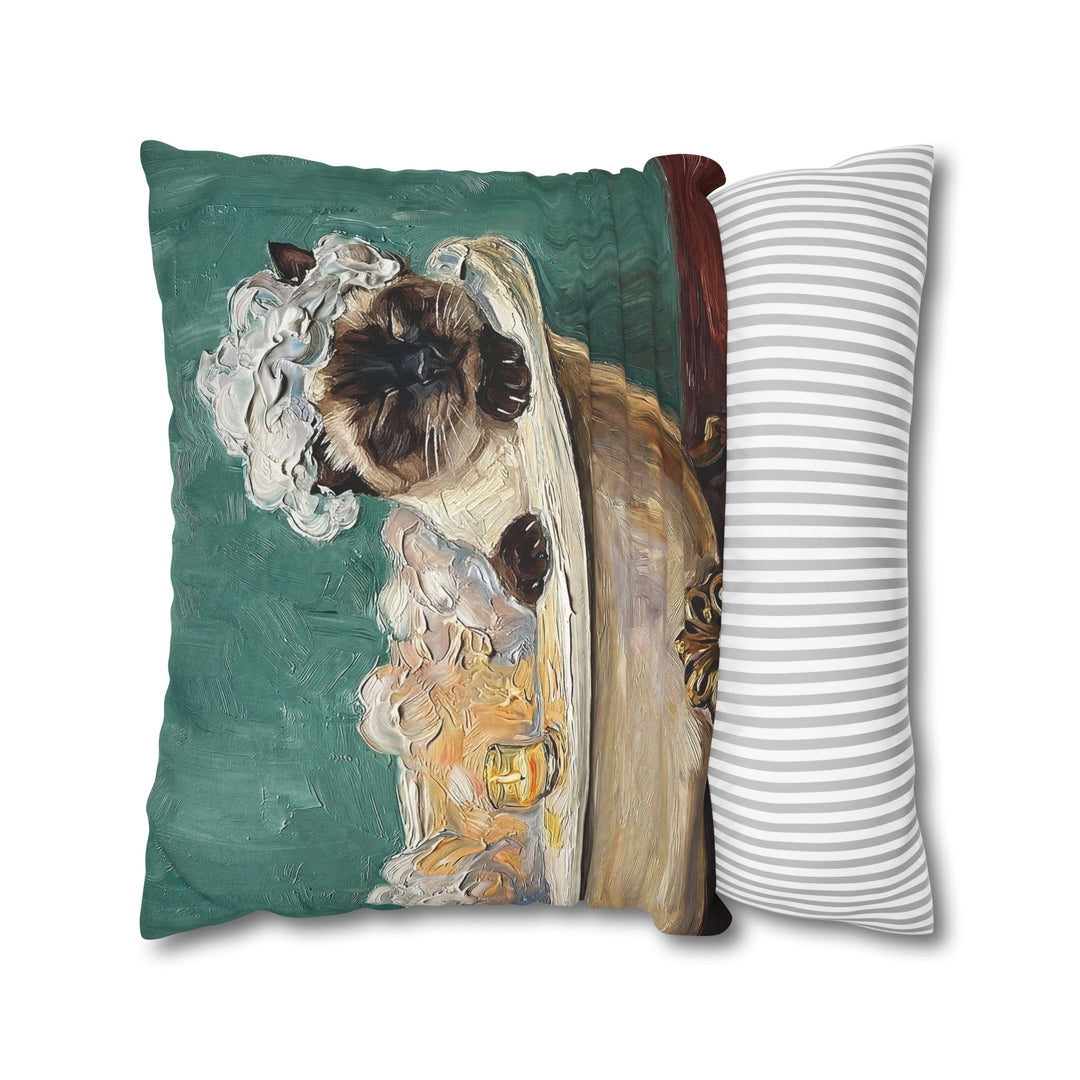 "Spa Day" - Colorpoint Throw Pillow - Cat Lover Home Decor