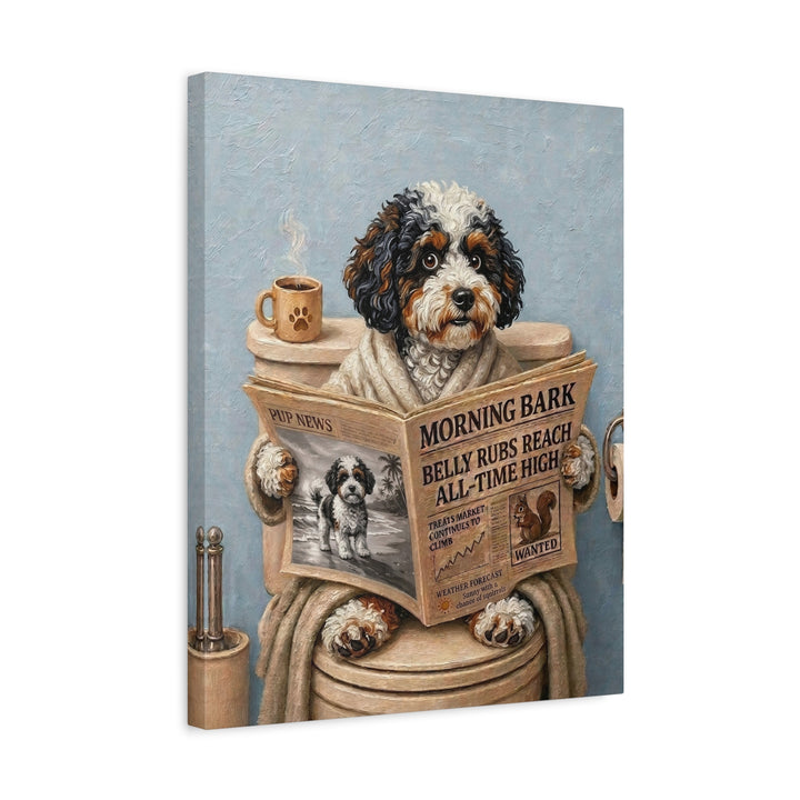 "Morning Business" - Bichon Frise Vertical Canvas - Dog Lover Wall Art