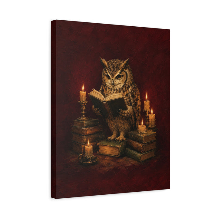 Candlelight Scholar – Dark Academia Decor with an Owl and Dripping Wax – Canvas / Framed Canvas