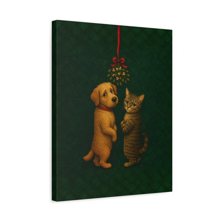 Mistletoe Standoff – Christmas Wall Art with a Reluctant Holiday Pause – Canvas / Framed Canvas