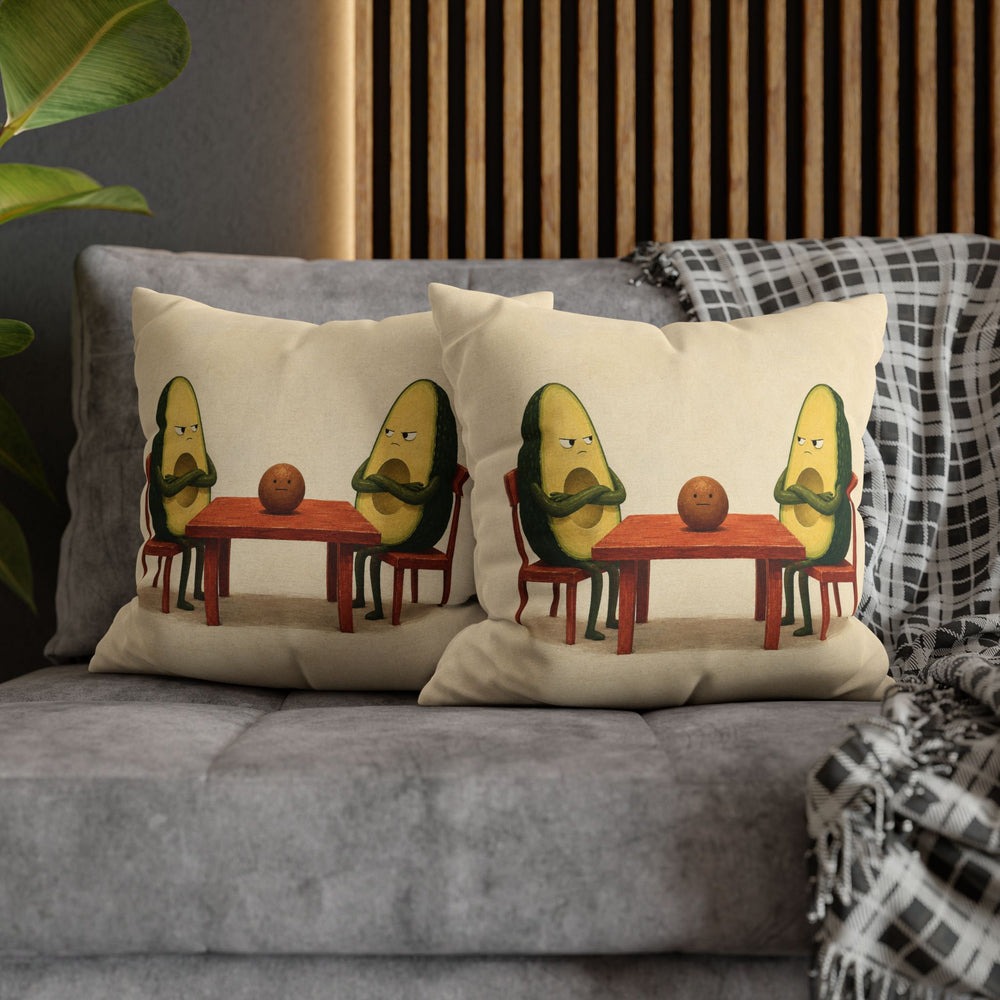 Avocado Custody – Funny Kitchen Art with Two Halves and One Pit – Pillow / Cover