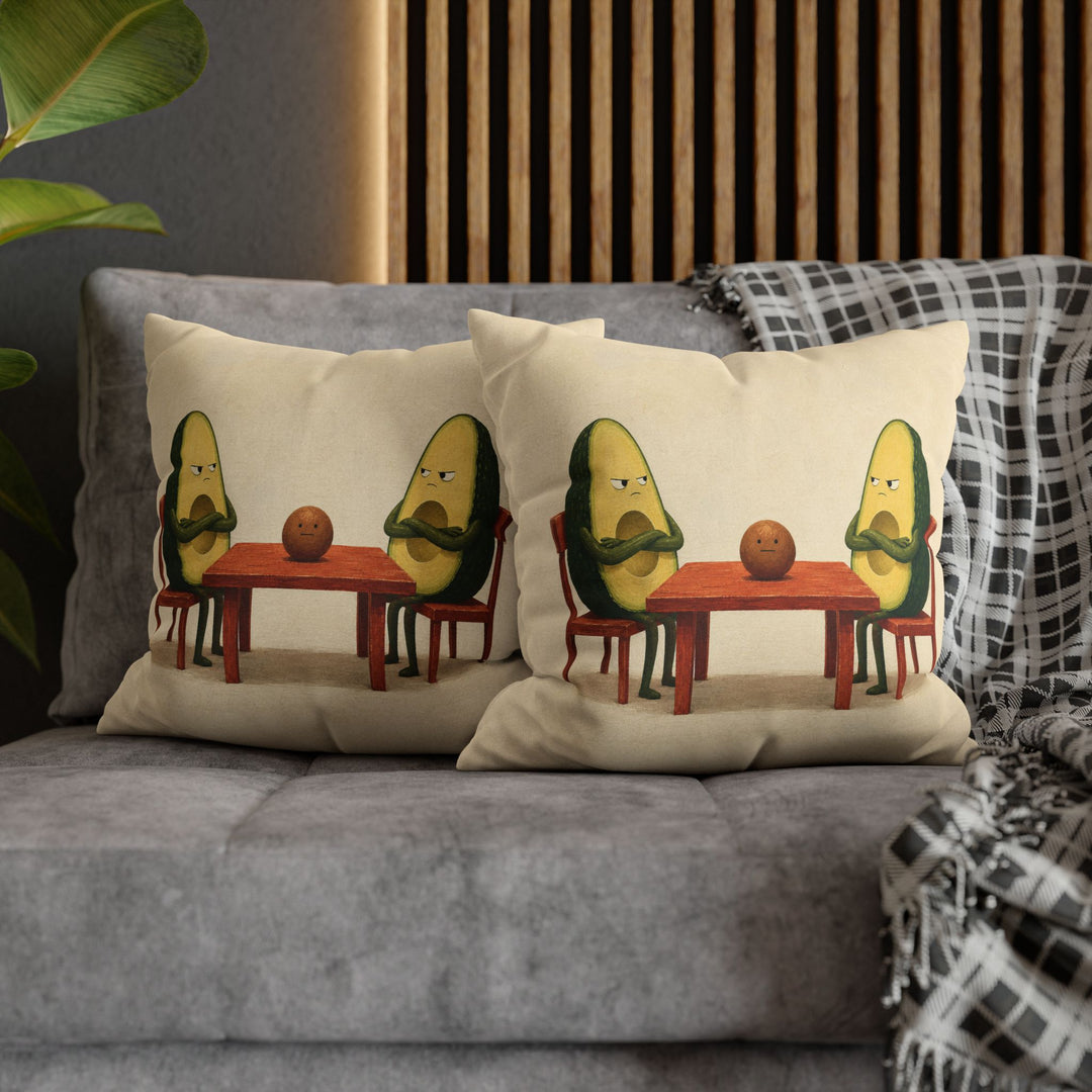 Avocado Custody – Funny Kitchen Art with Two Halves and One Pit – Pillow / Cover