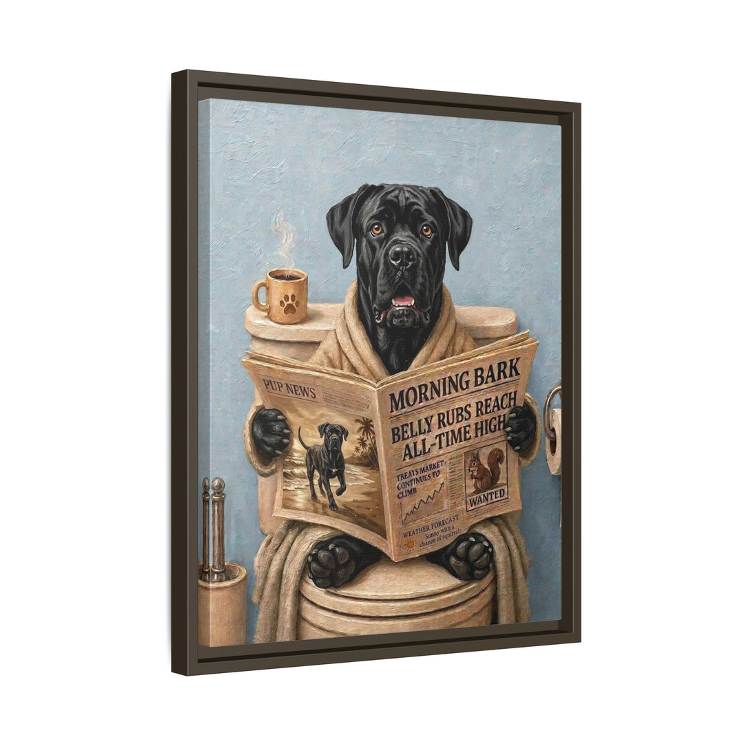 "Morning Business" - Cane Corso Vertical Framed Canvas - Dog Lover Wall Art