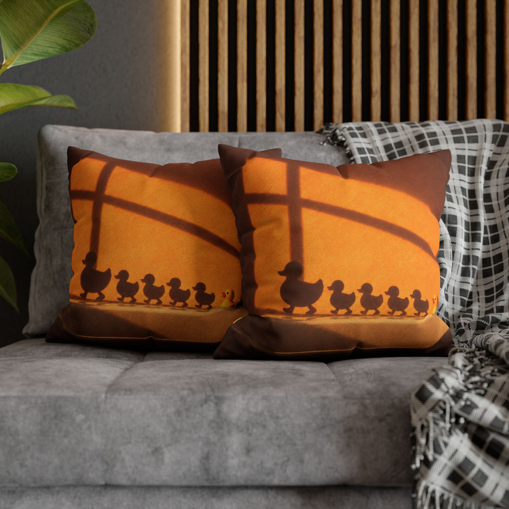 Rush Hour – Duck Bathroom Art with an Amber Wall and Cross Light – Pillow / Cover