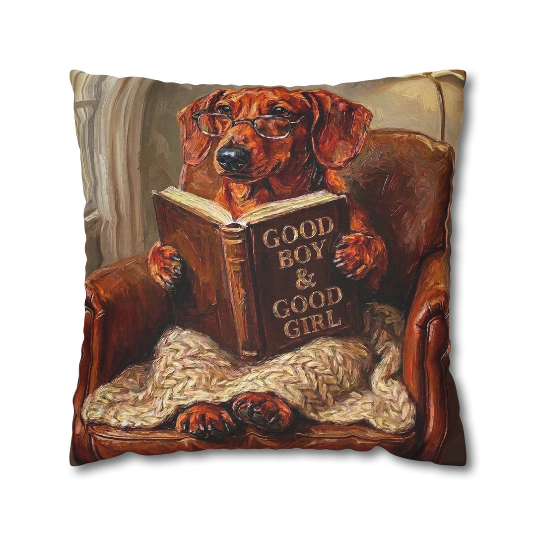"Evening Read" - Dachshund Throw Pillow - Dog Lover Home Decor