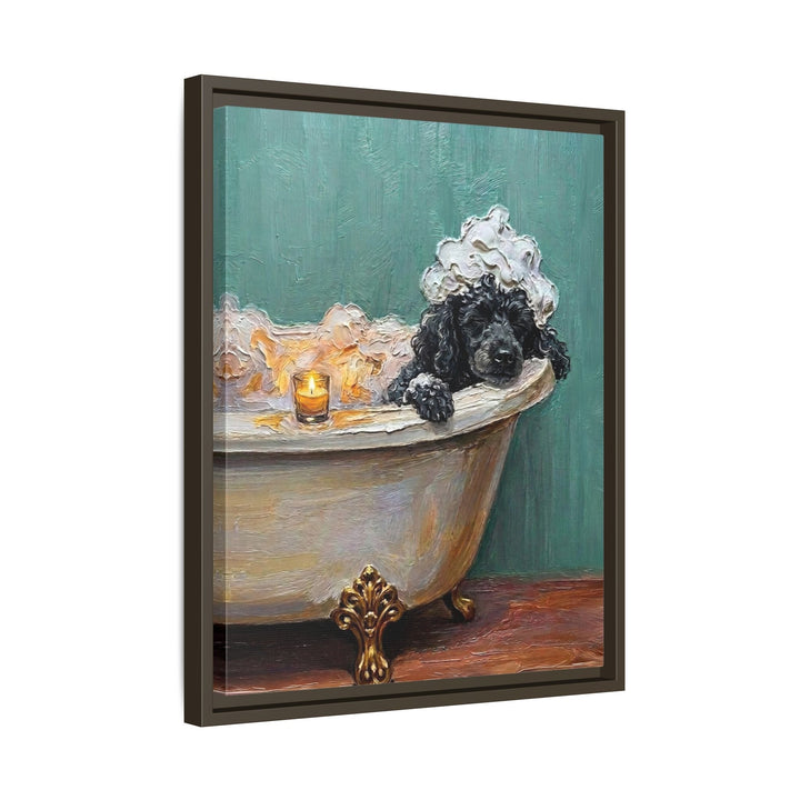 "Spa Day" - Poodle Vertical Framed Canvas - Dog Lover Wall Art