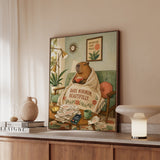 "Bare Minimum" - Capybara Vertical Framed Canvas - Dark Burnout Humor Wall Art