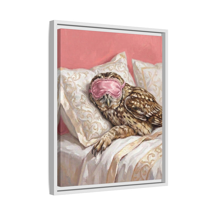 "Beauty Sleep" - Owl Vertical Framed Canvas - Spirit Animal Wall Art
