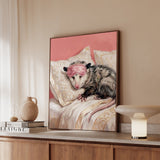 "Beauty Sleep" - Opossum Vertical Framed Canvas - Spirit Animal Wall Art