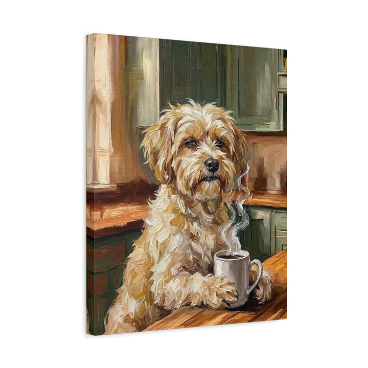 "Before Coffee" - Havanese Vertical Canvas - Dog Lover Wall Art