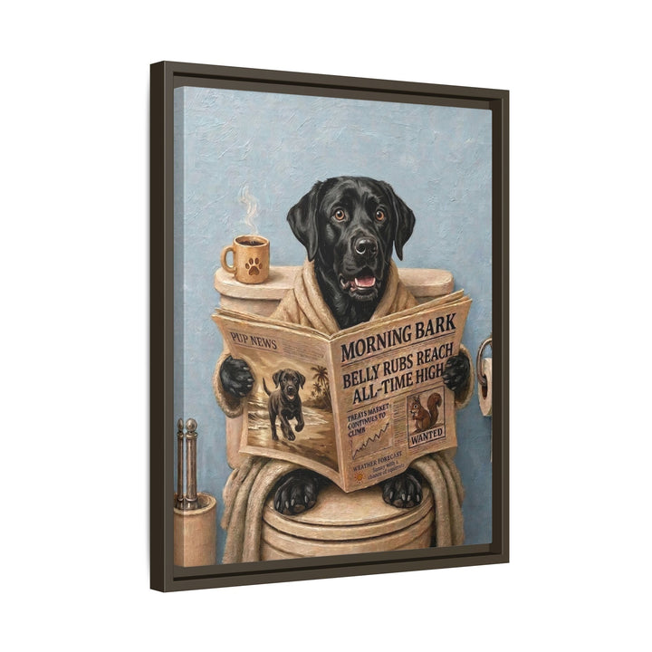 "Morning Business" - Labrador Vertical Framed Canvas - Dog Lover Wall Art