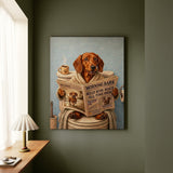 "Morning Business" - Dachshund Vertical Canvas - Dog Lover Wall Art