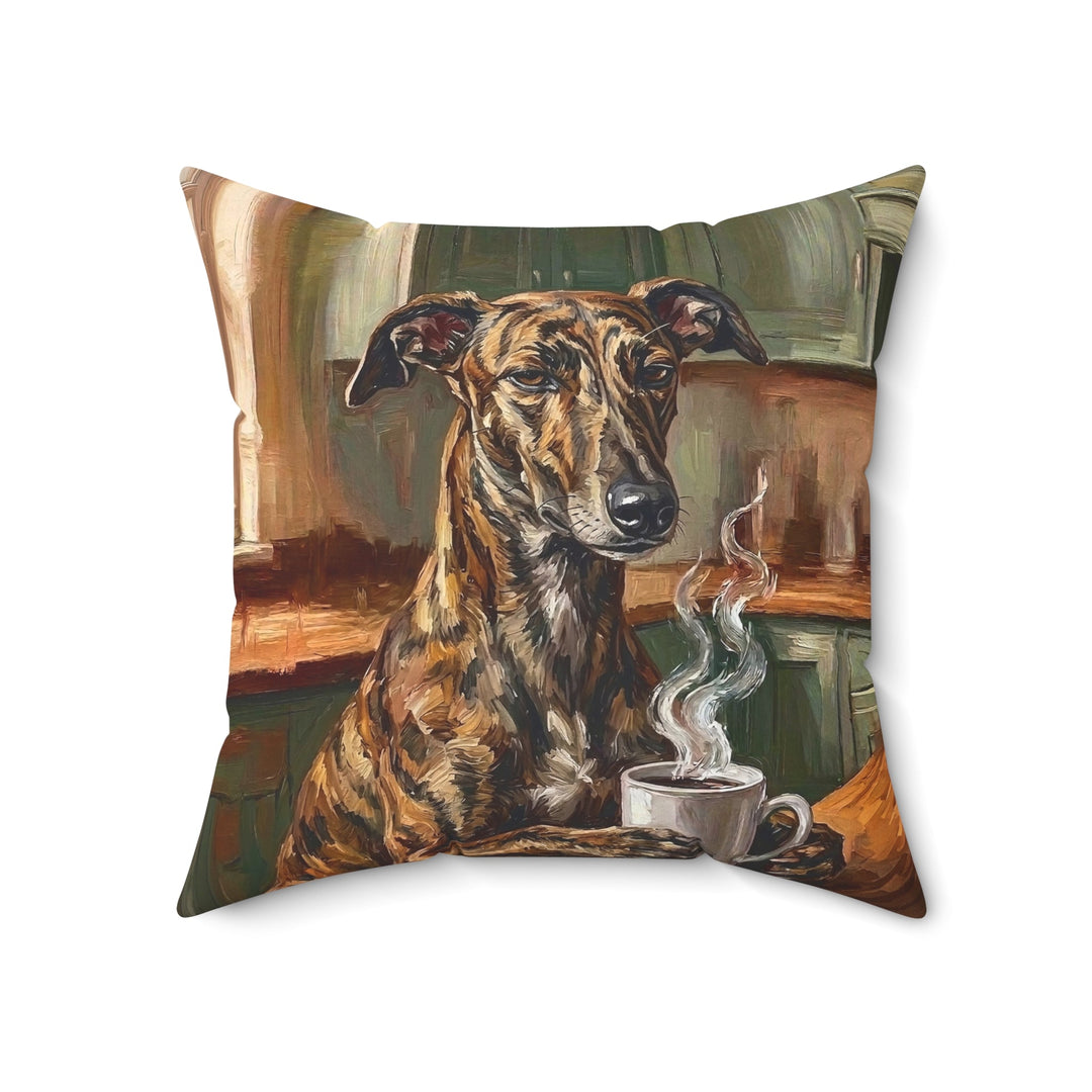 "Before Coffee" - Greyhound Throw Pillow - Dog Lover Home Decor